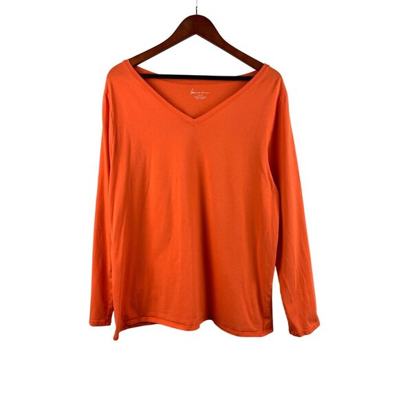 Lane Bryant Womens V-Neck Orange Long Sleeve Top Size 14/16 - Picture 1 of 3